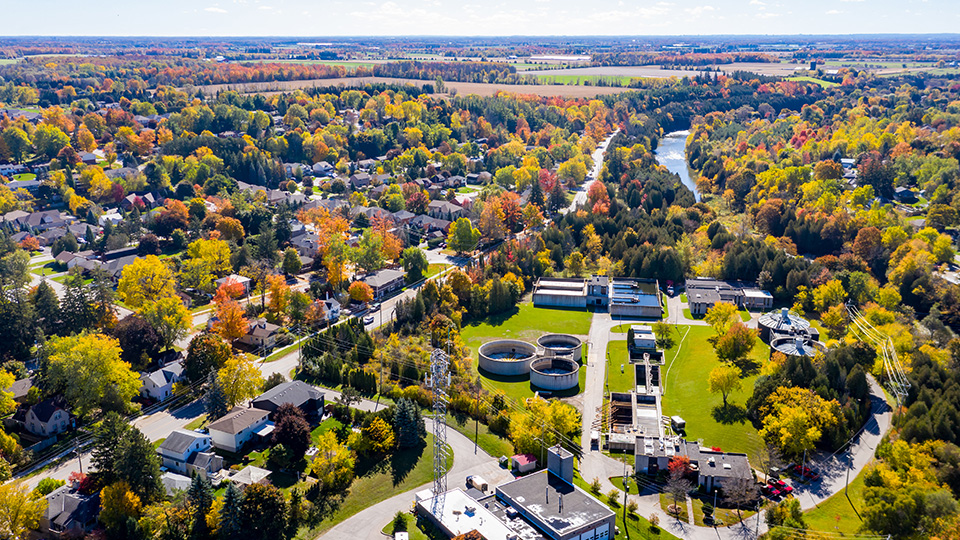 Aerial image of tree-lined Wellington County