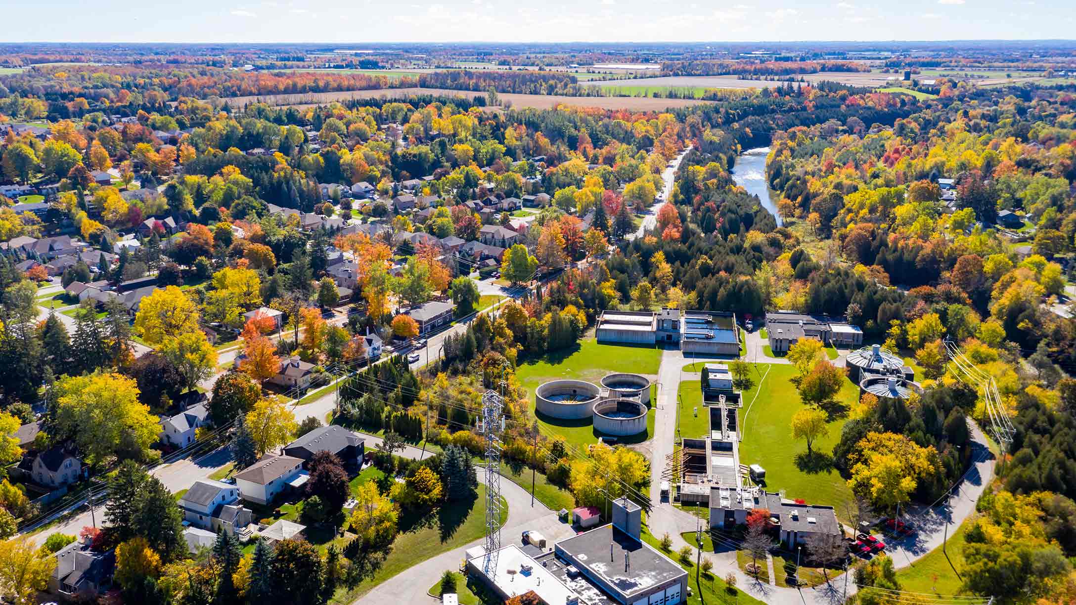 Aerial image of tree-lined Wellington County