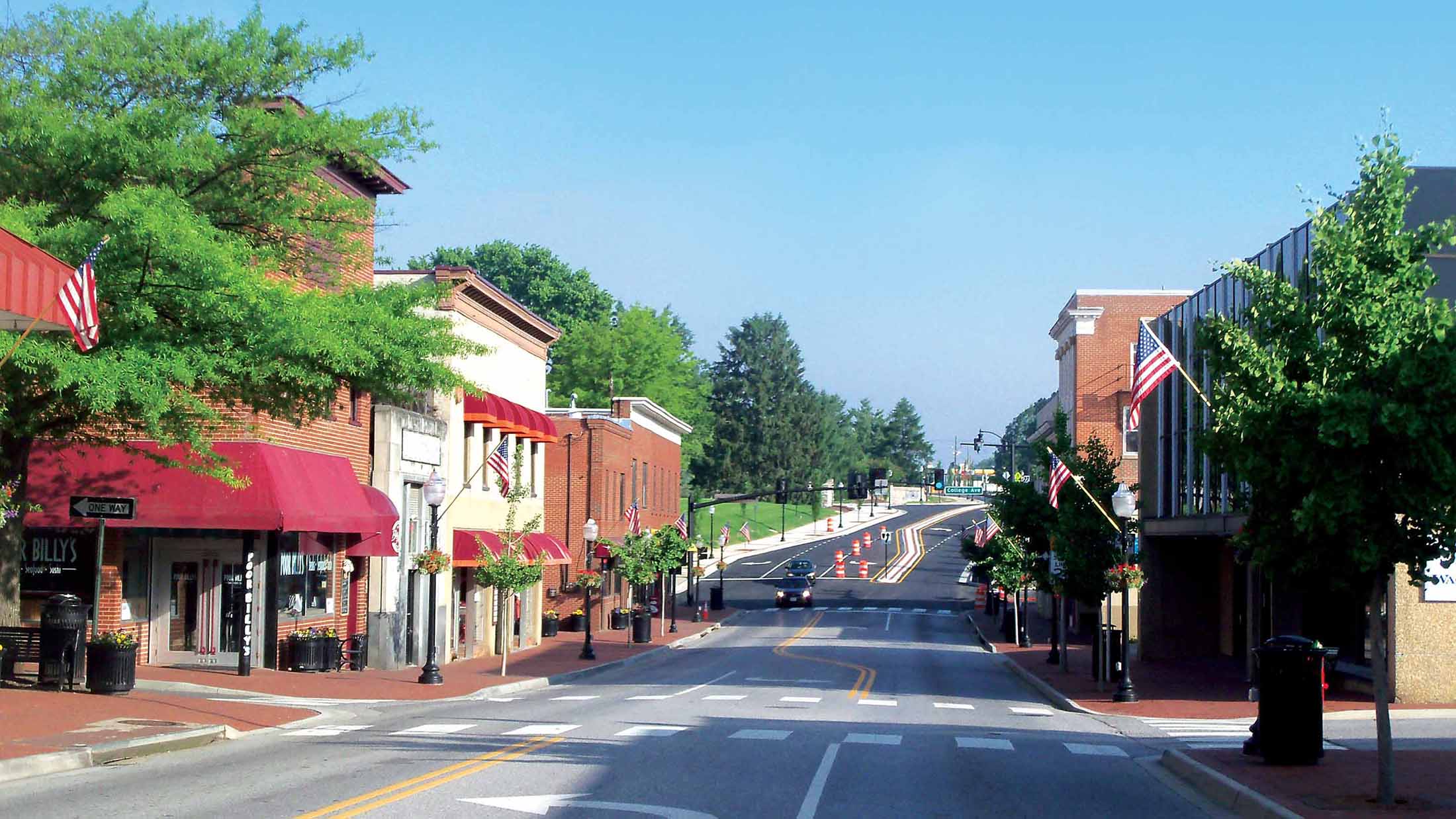 Blacksburg town with trees