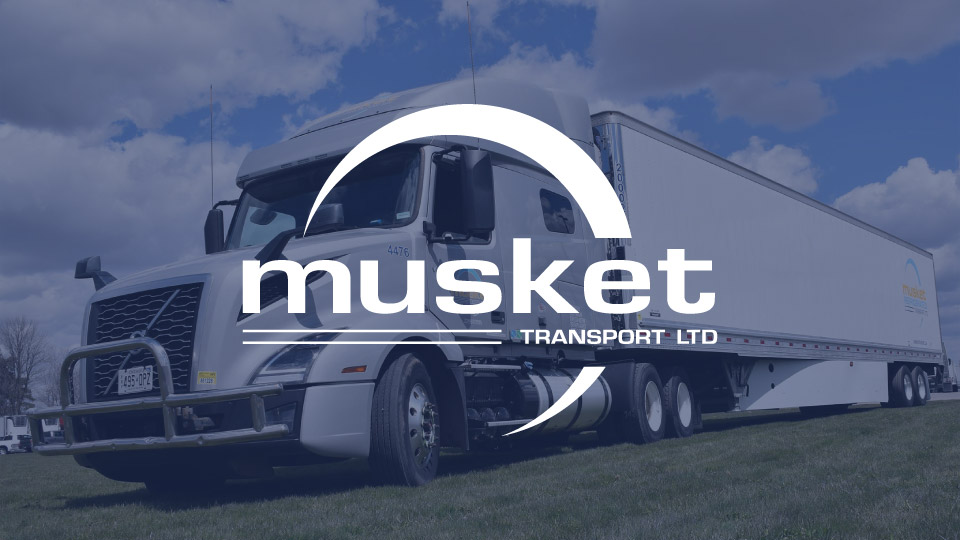 A truck parked with The Musket Transport Ltd logo  