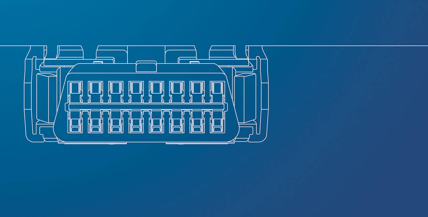 graphic design of OBD port with a dark blue background