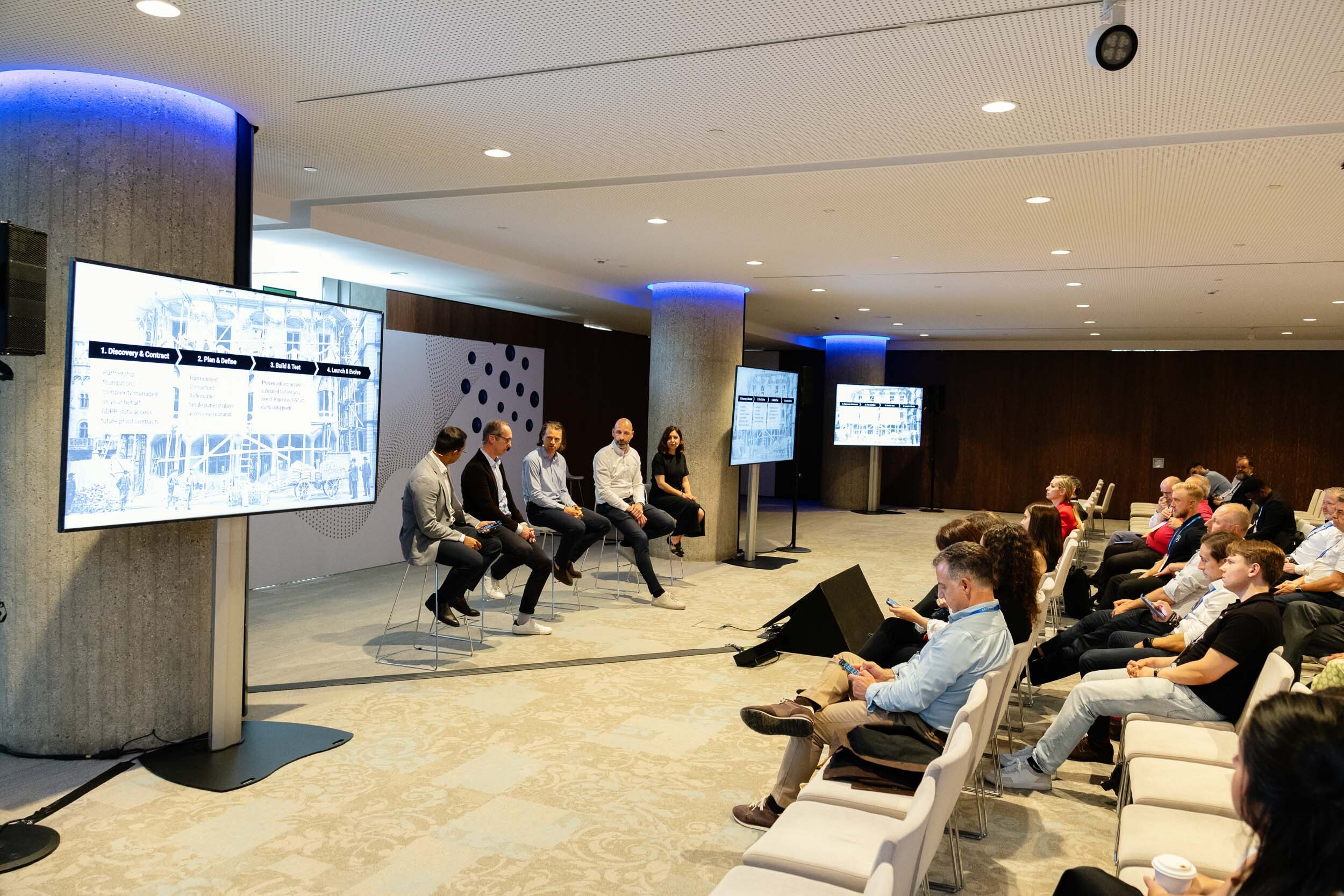 Panel discussion with 5 speakers on stage during Connect Europe 2026