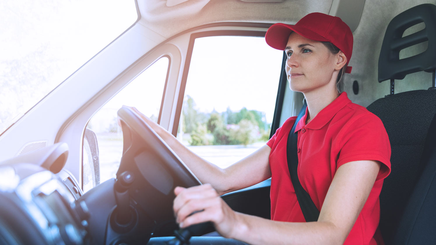 woman driving a van