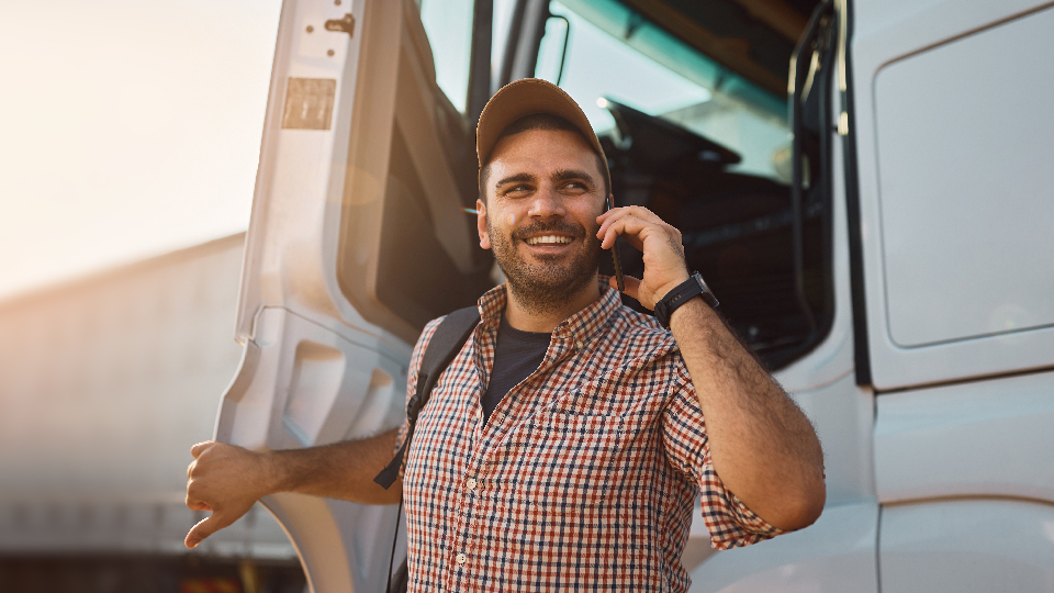 Employee smiling while on the phone