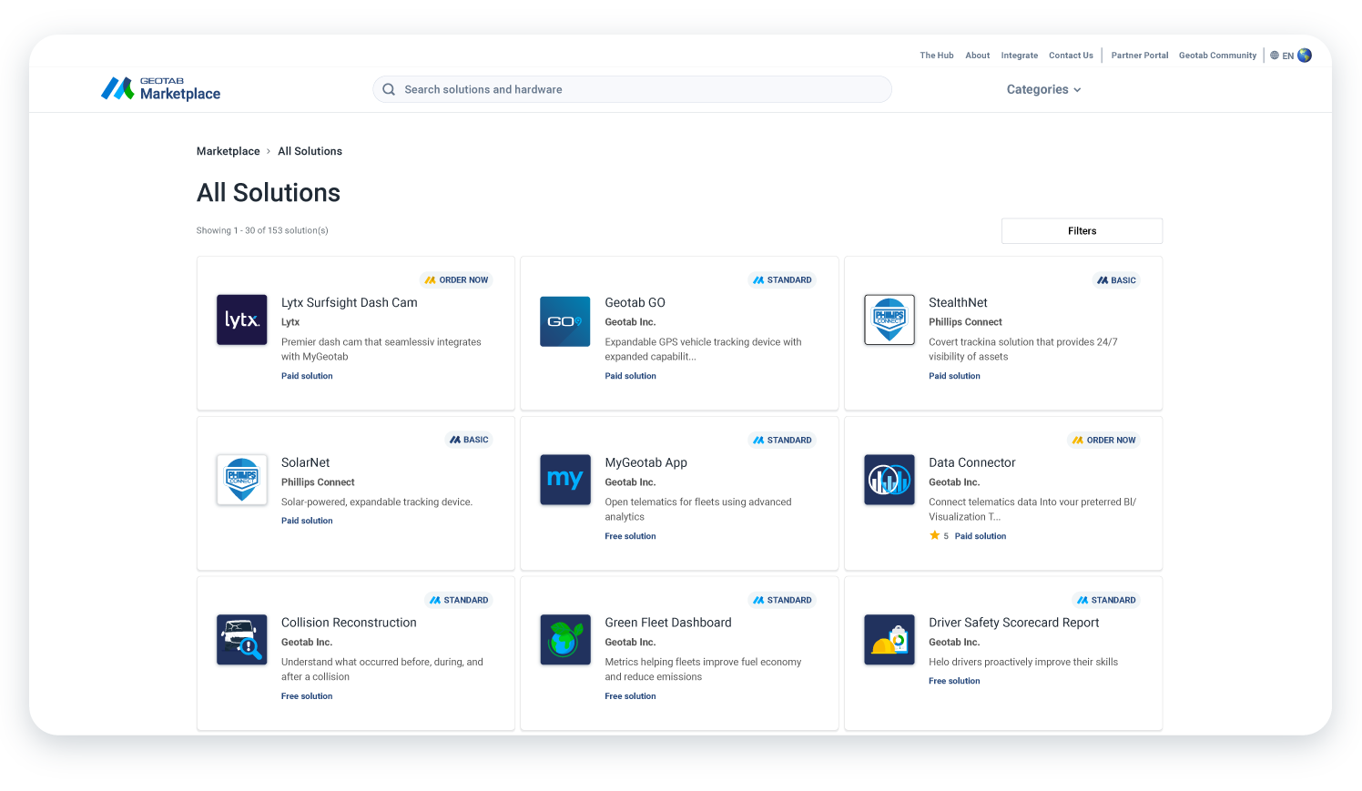 geotab marketplace home page