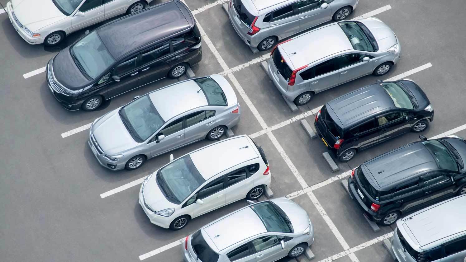 aerial view of a parking lot