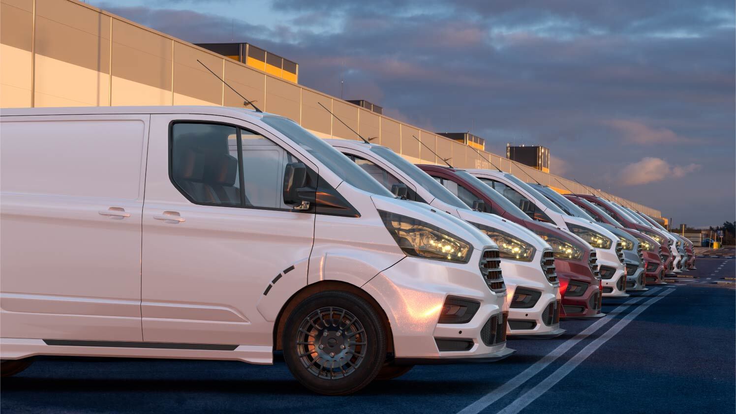 multiple vans parked together