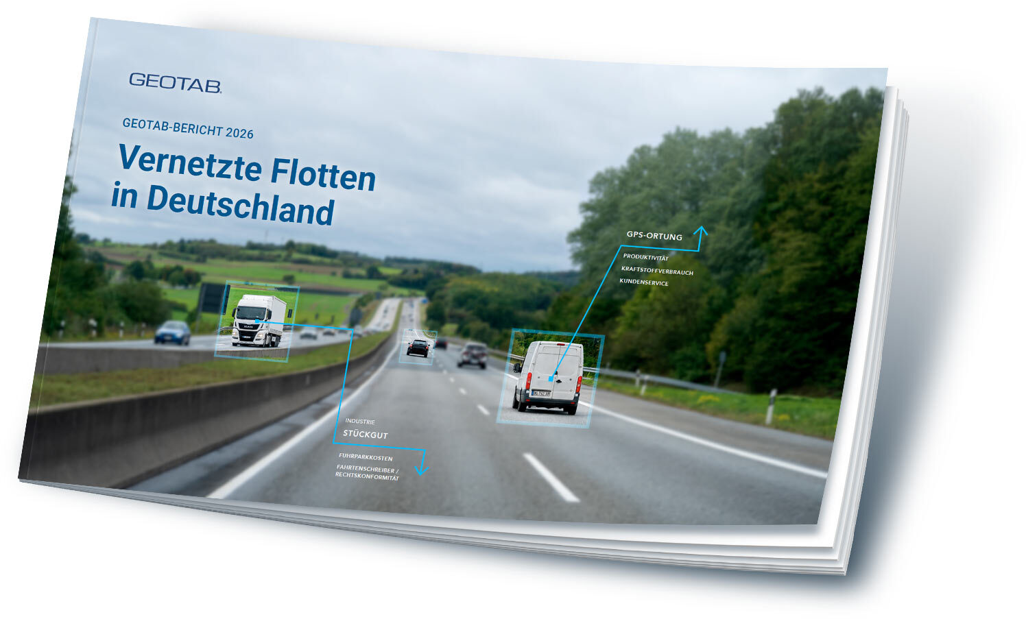 Titelseite des Geotab-Berichts 2026: Vernetzte Flotten in Deutschland.