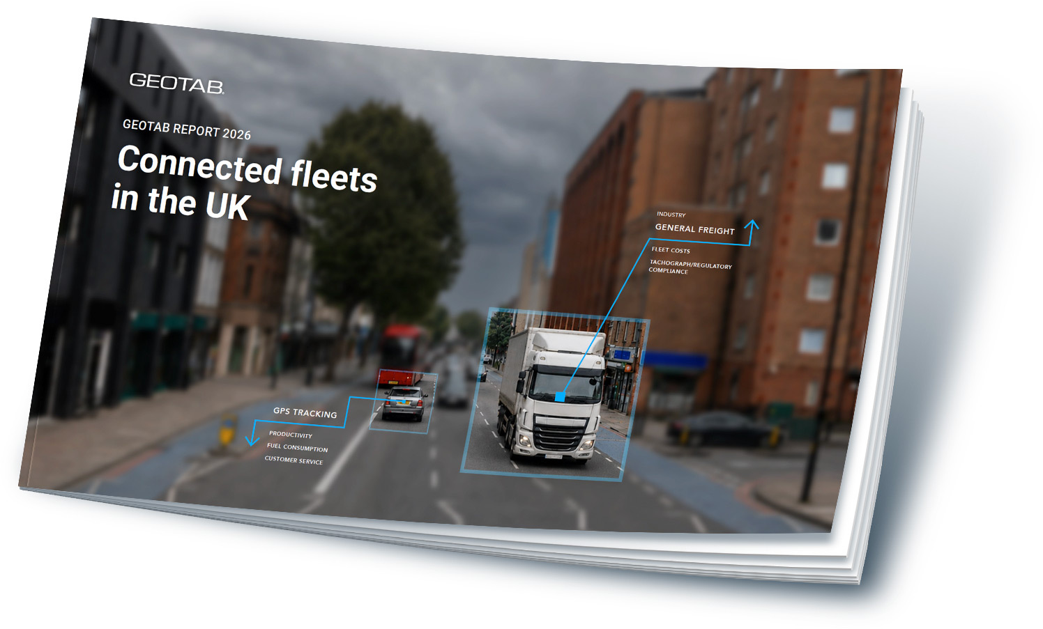 Cover of the Geotab Report 2026: Connected fleets in the UK.