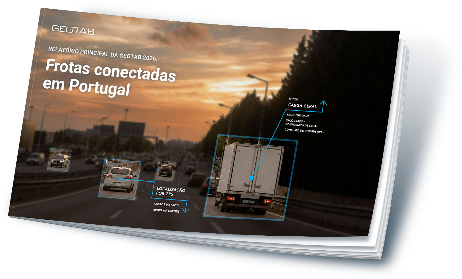 Capa do Relatório Geotab 2026: Frotas conectadas em Portugal.