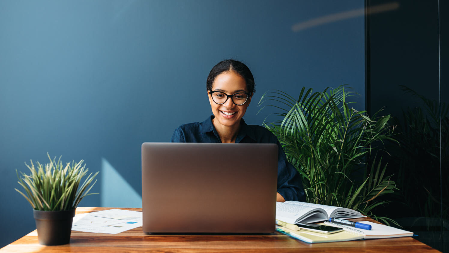 woman on a laptop