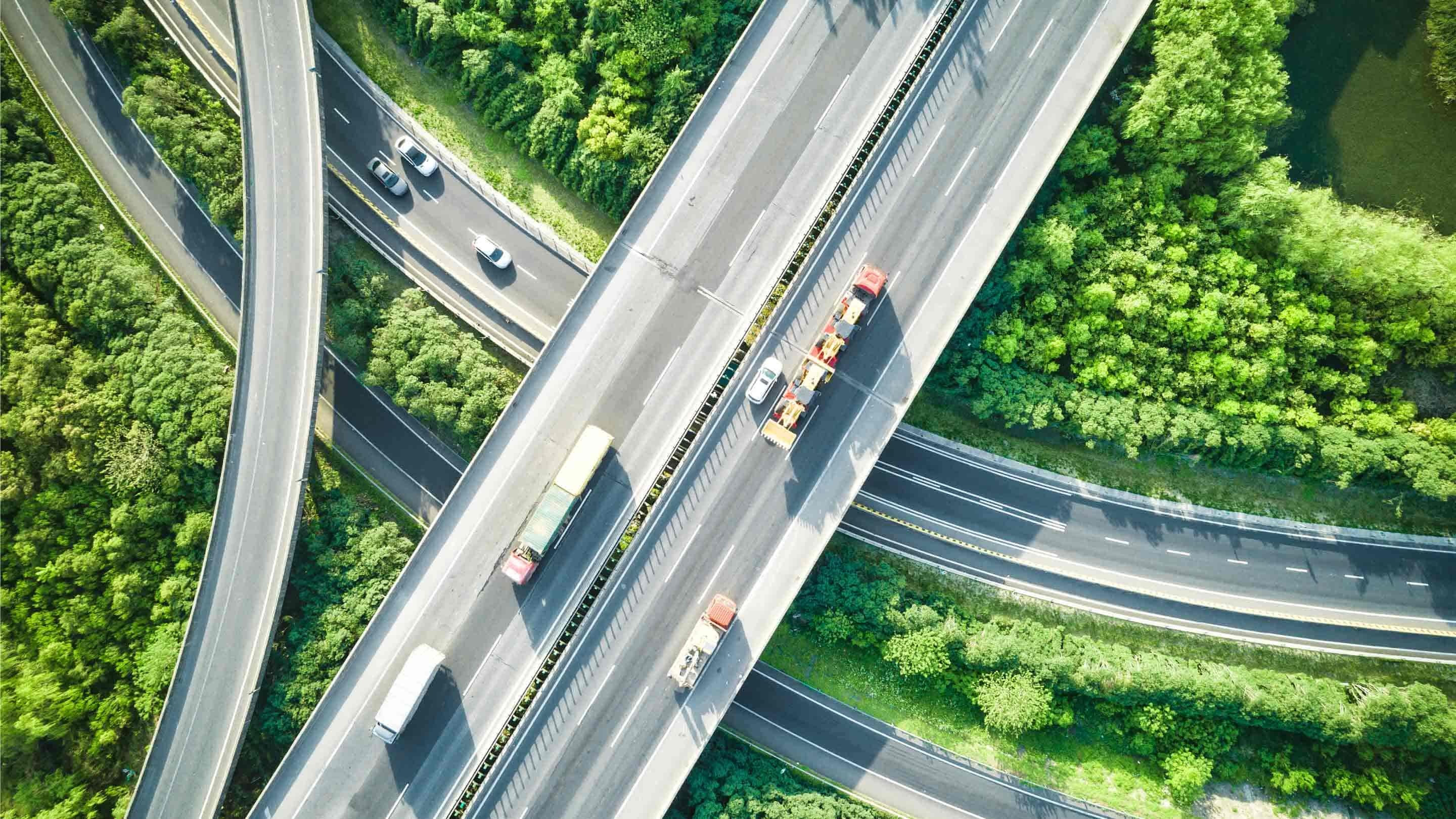 overhead view of highway