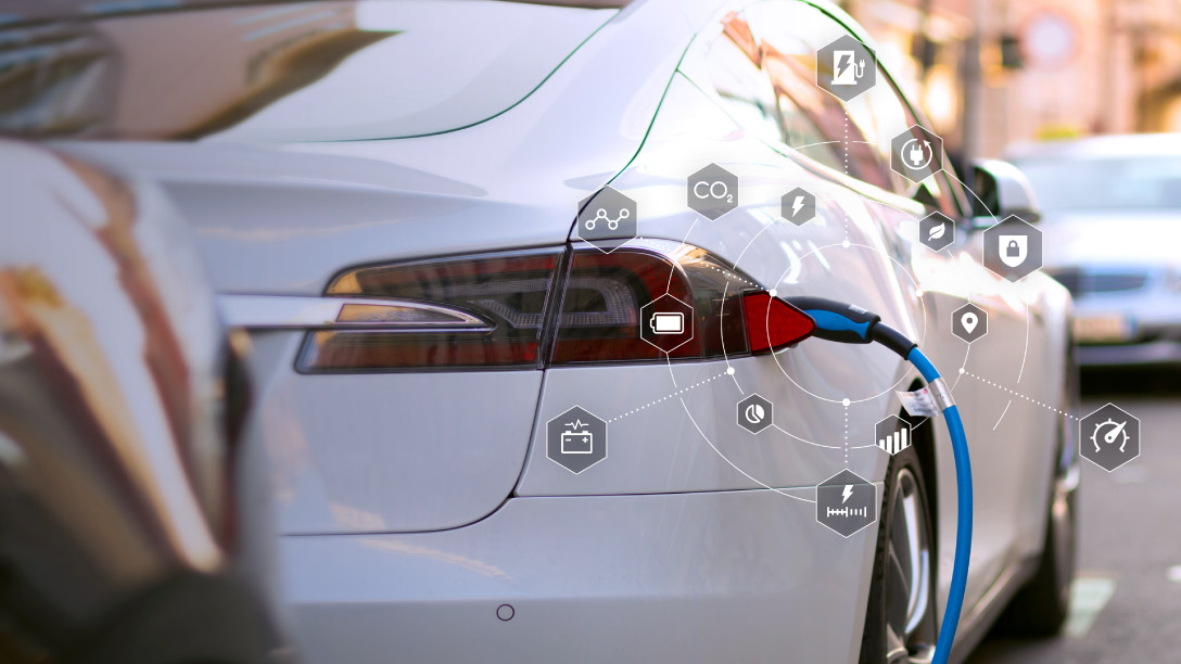 electric car charging on street