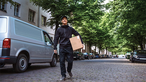 delivery driver with a package