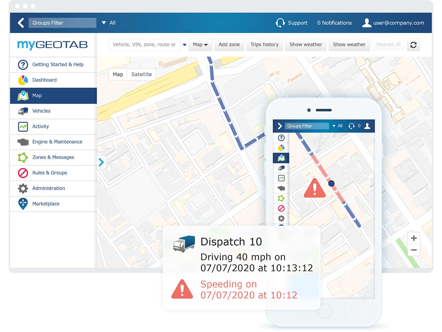 Mygeotab tracking dashboard 