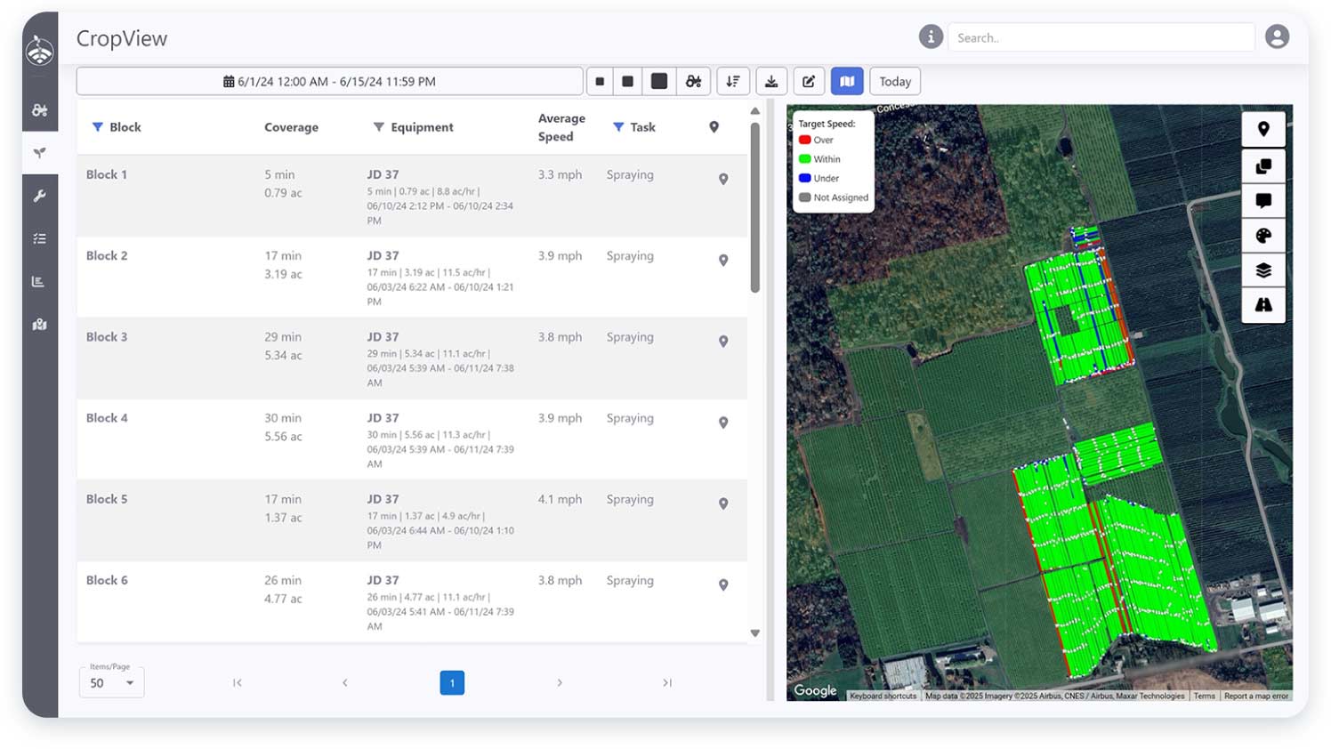 Aerial cropview in GeotabxIntelliculture