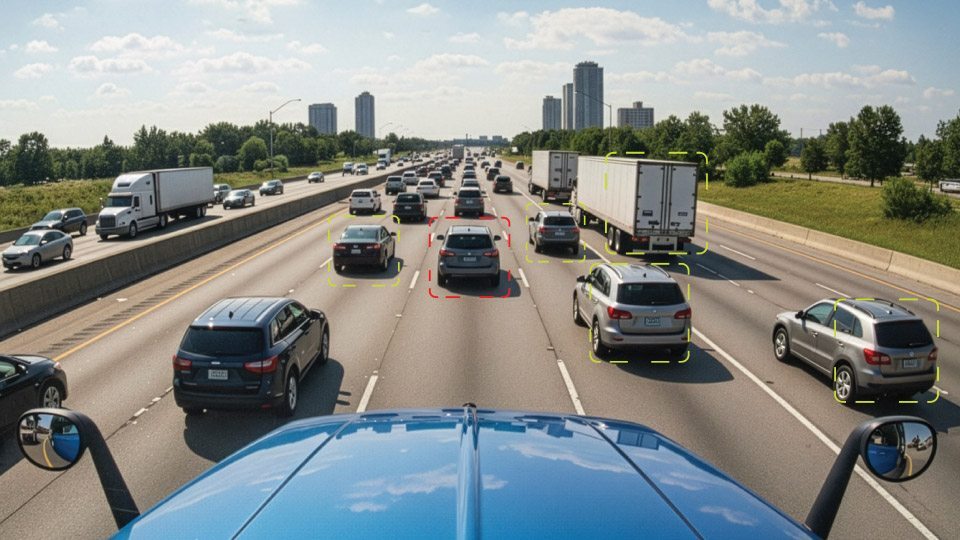 dashcam image of a highway