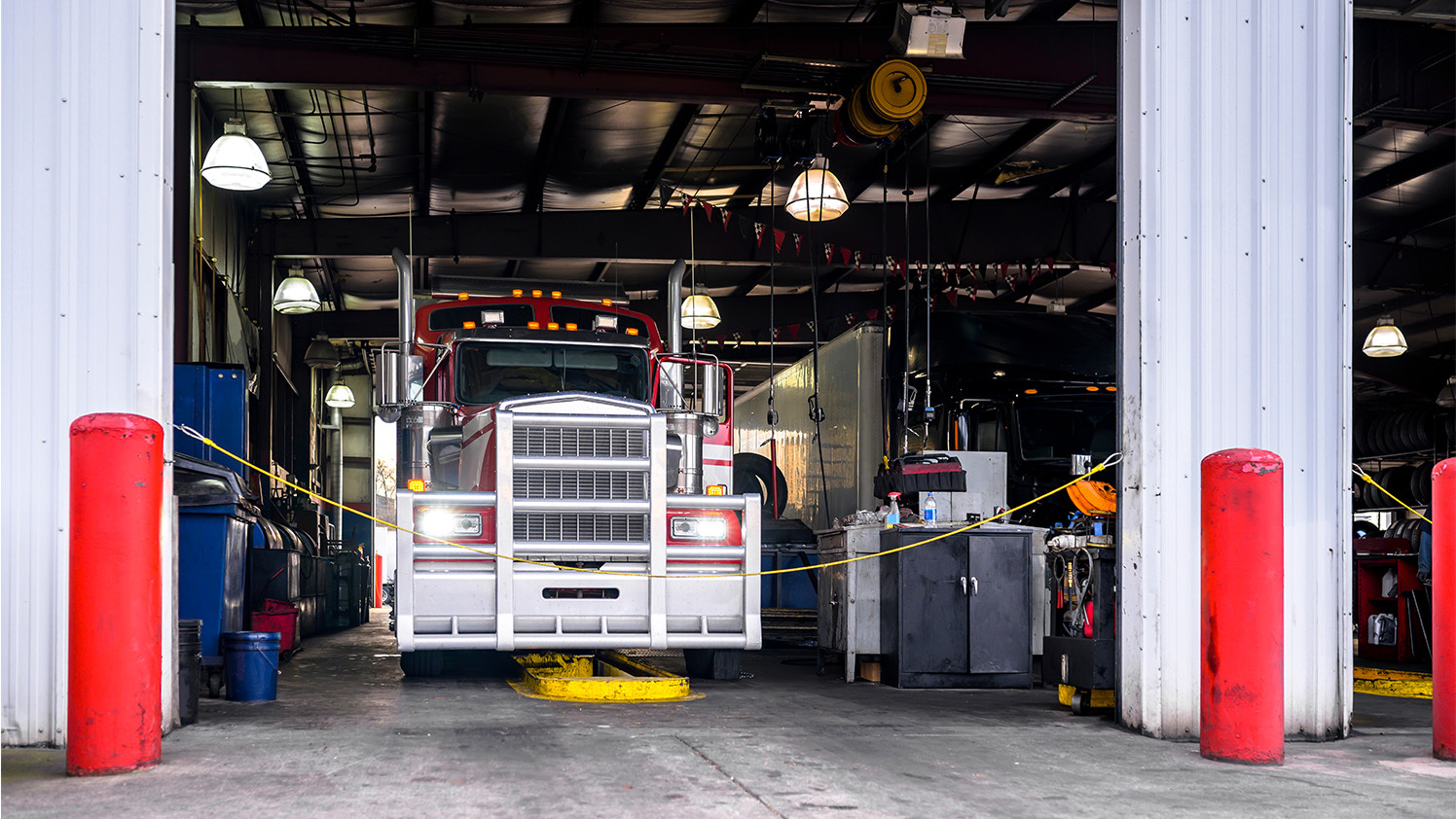 truck parked in maintenance bay