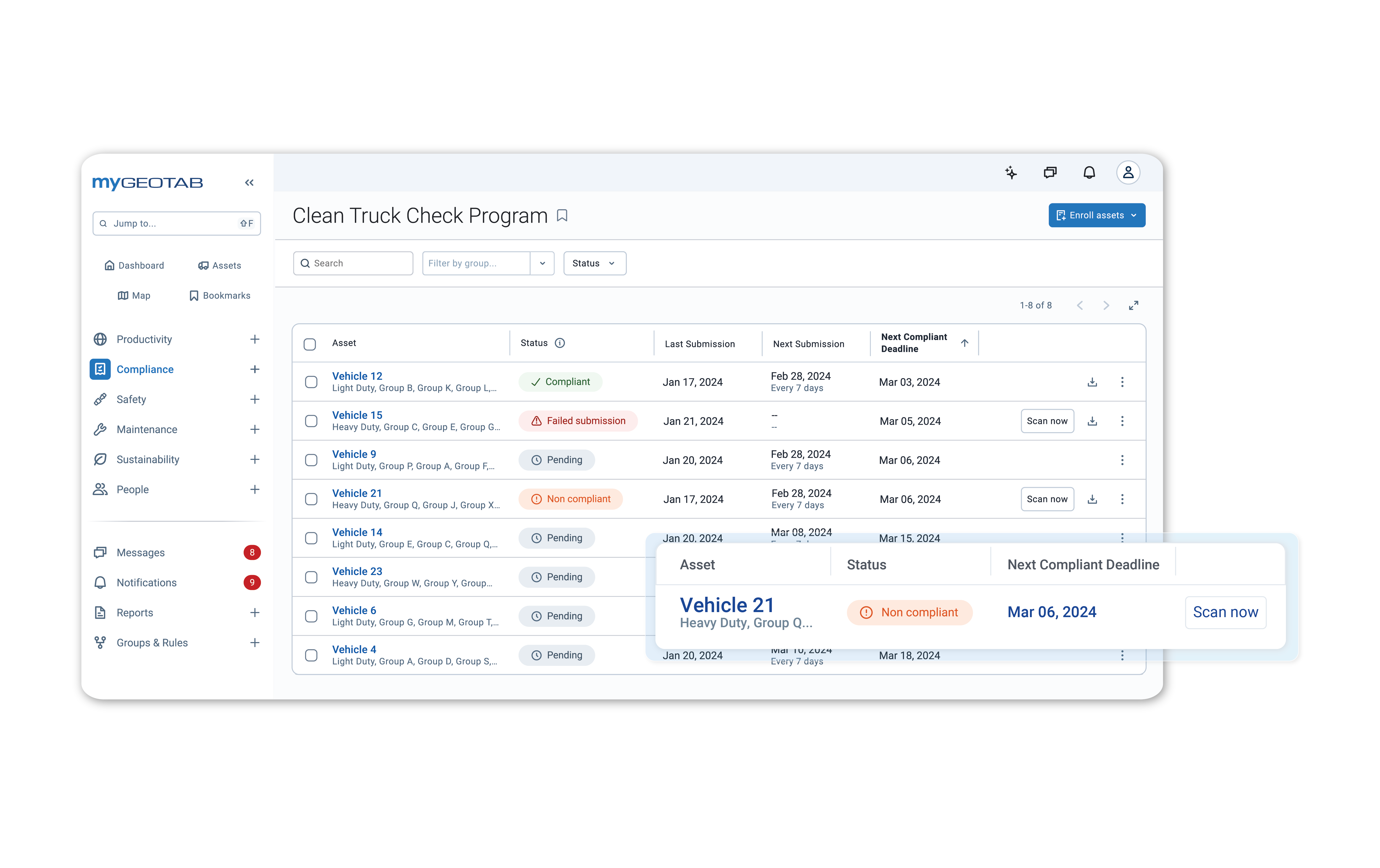 clean truck check dashboard mygeotab