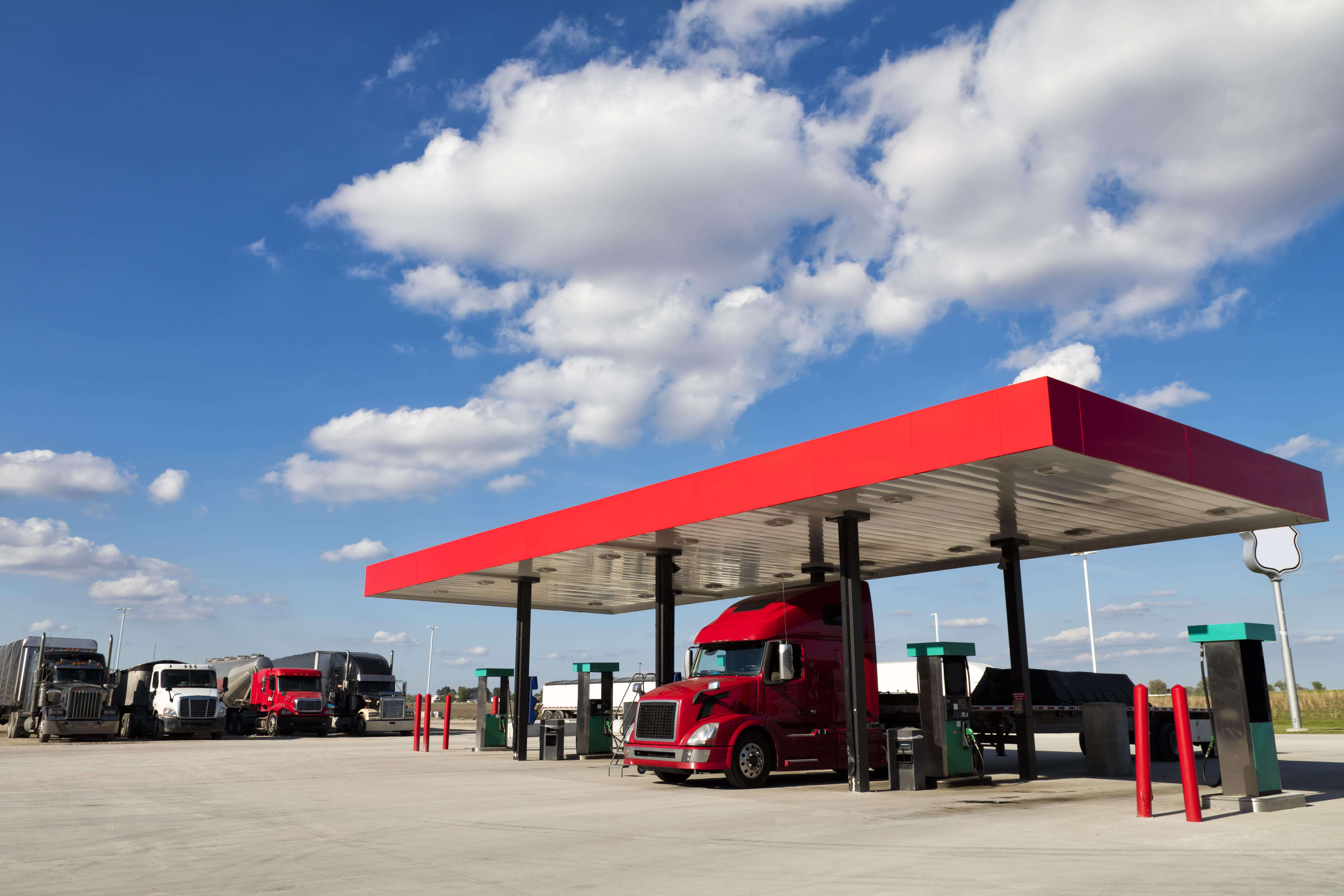 image of a truck gas station