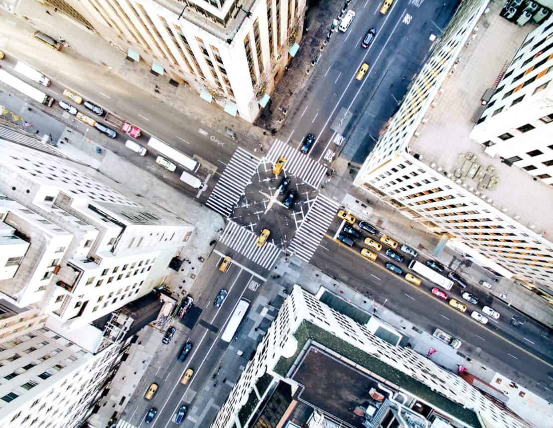 top down image of nyc