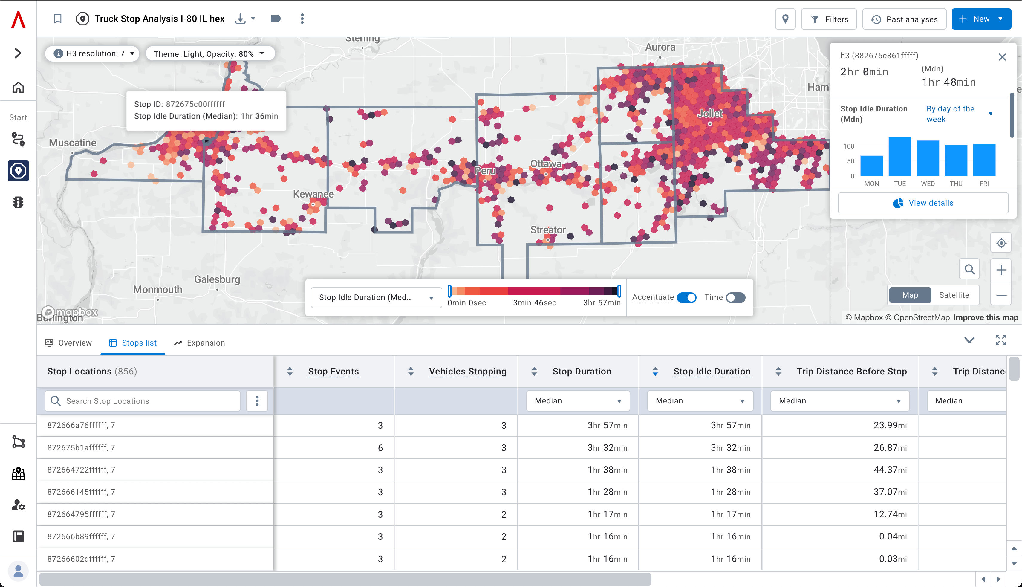 image of a map with data points showing truck stops