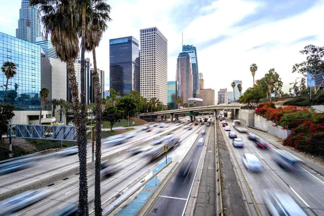 motion blur image of a highway