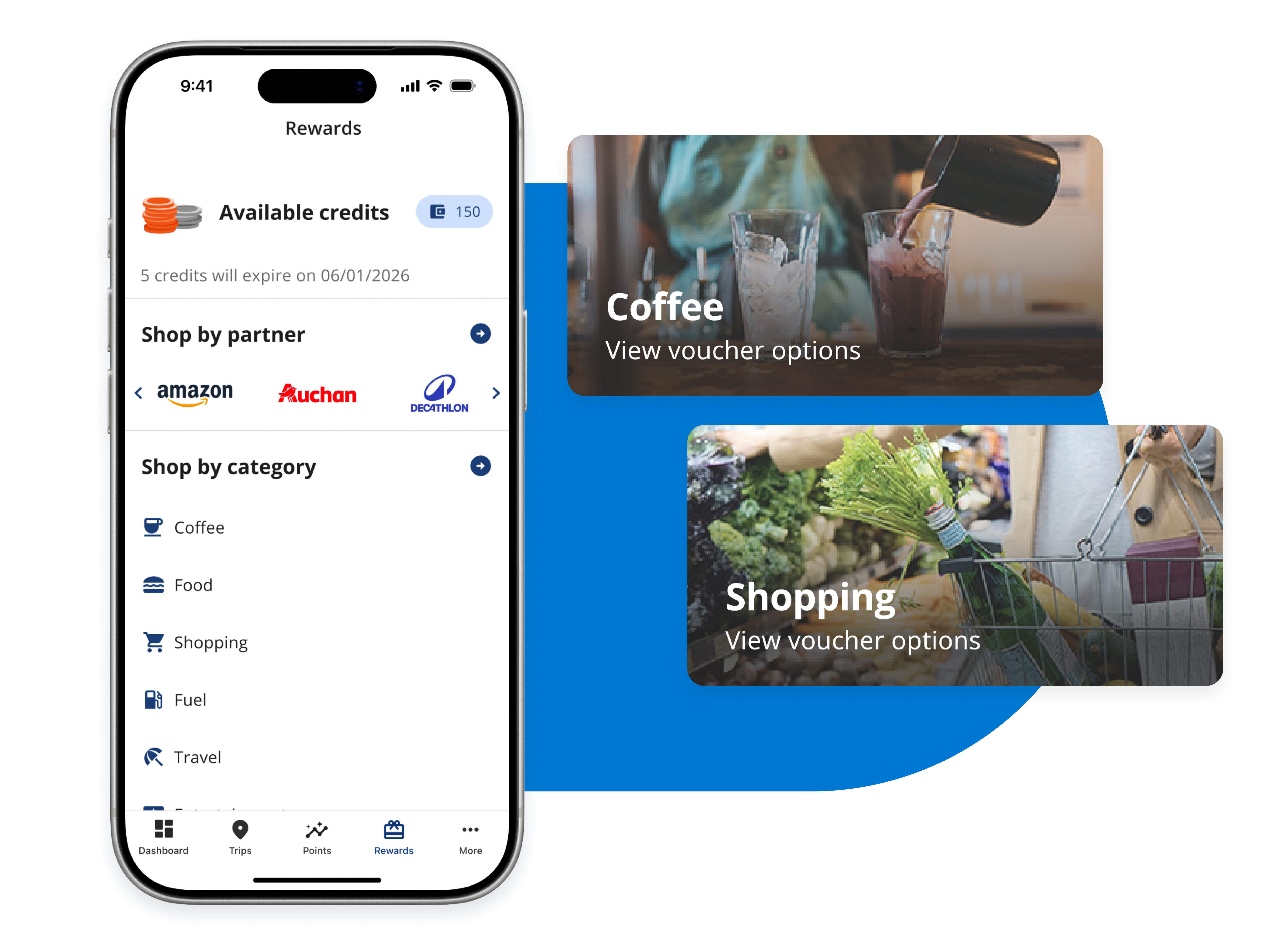 UI of the Vitality app's redeemable rewards page