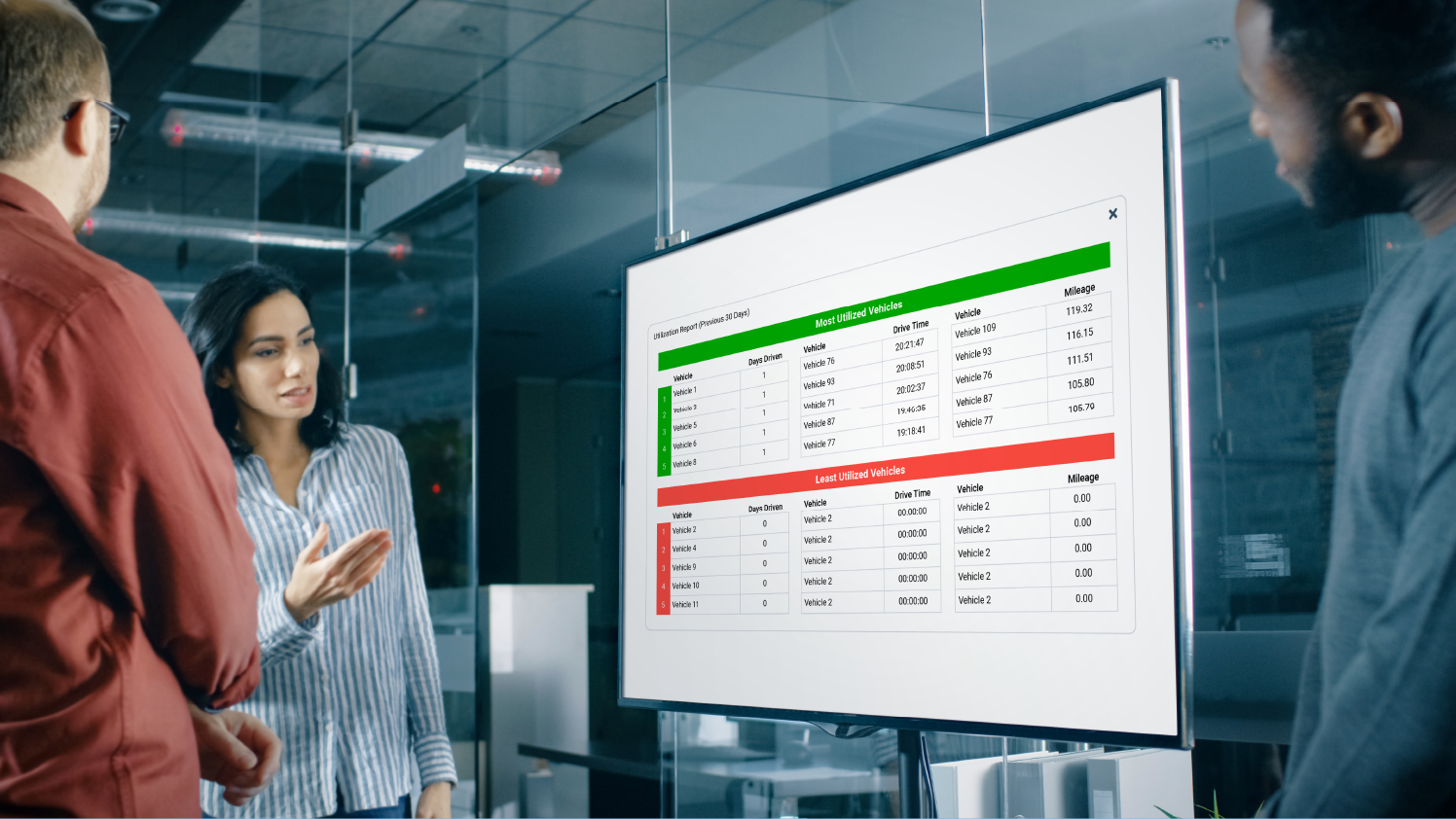 people looking at a mygeotab dashboard